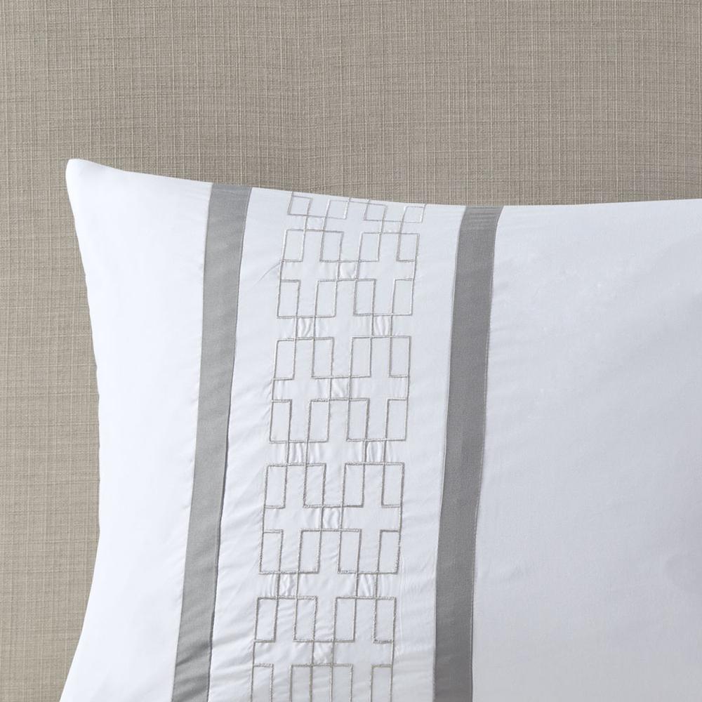 Powell 8 Piece Embroidered Comforter Set, White color
