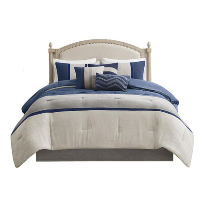 Palisades 7 Piece Faux Suede Comforter Set, Blue color