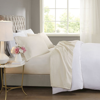 600 Thread Count Cooling Cotton Blend 4 PC Sheet Set, Ivory color