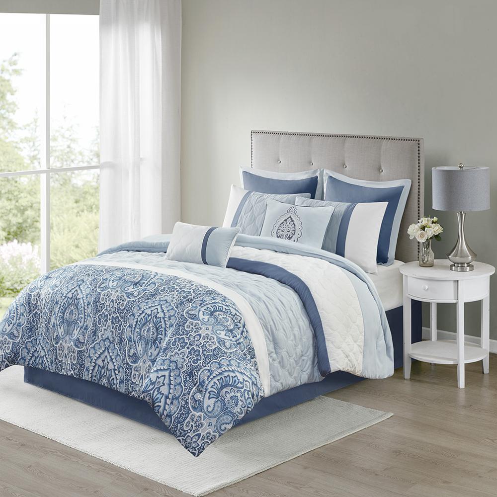Shawnee 8 Piece  Comforter Set, Blue color