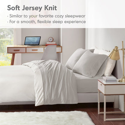 Cotton Blend Jersey Knit All Season Sheet Set, Grey color