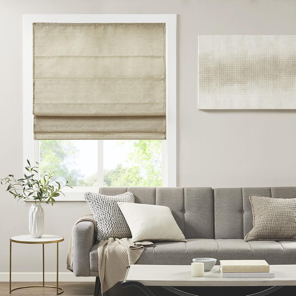 Printed Faux Silk Room Darkening Cordless Roman Shade