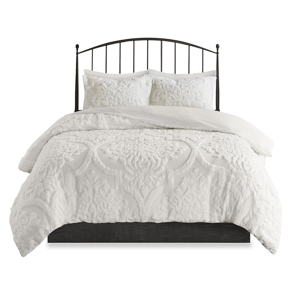 Seraphina White Chenille Duvet Cover Set, Belen Kox