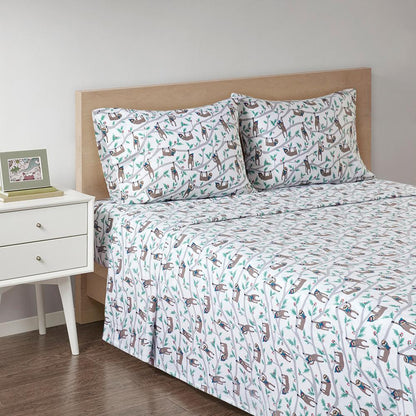 Cozy Flannel Printed Sheet Set, Multi Sloth color