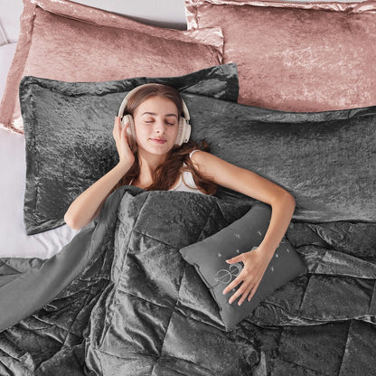 Velvet Comforter Set with Throw Pillow