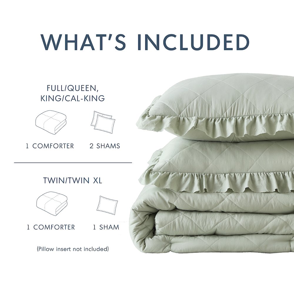 Diamond Quilted Ruffle Edge Comforter Set