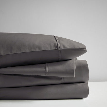 600 Thread Count Cooling Cotton Blend 4 PC Sheet Set, Charcoal color