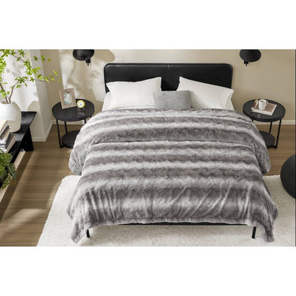 Zuri Faux Fur Blanket, Snow Leopard color