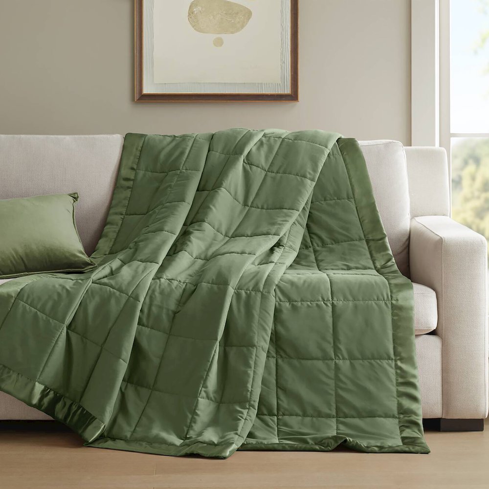 Lightweight Down Alternative Blanket with Satin Trim
