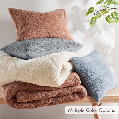 Double Diamond Quilted Teddy Comforter Set