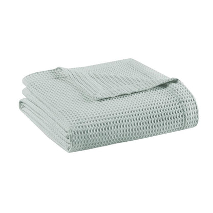 Cotton Waffle Weave Cotton Blanket, Aqua color