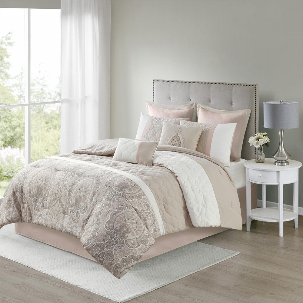 Shawnee 8 Piece Comforter Set, Blush color