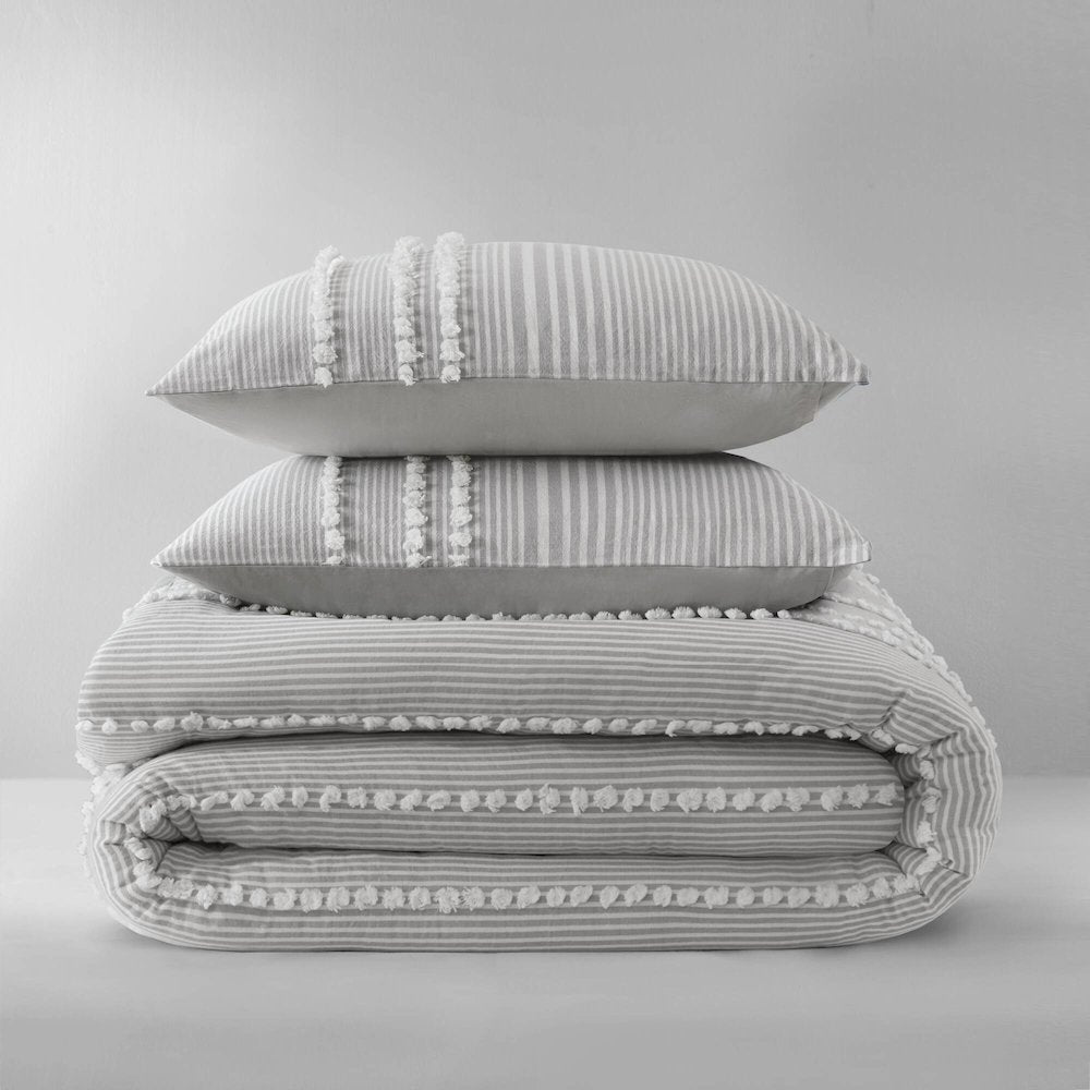Anslee 3 Piece Cotton Yarn Dyed Duvet Cover Set