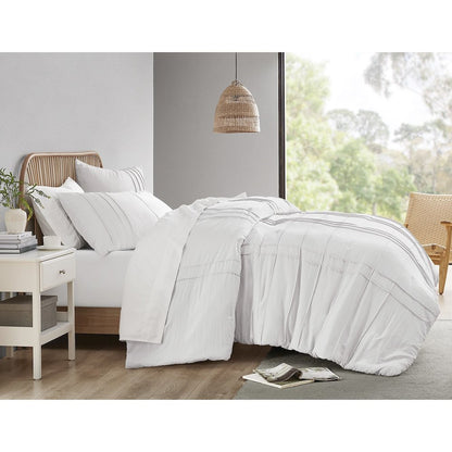 Porter Soft Washed Pleated Duvet Cover Set, White color