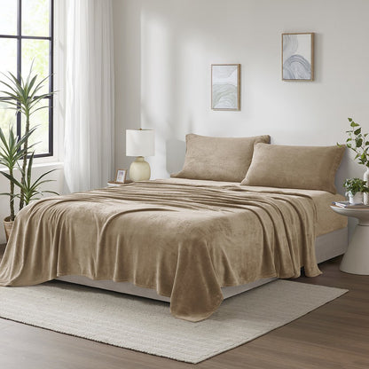 Soloft Plush Micro Plush Sheet Set in Taupe