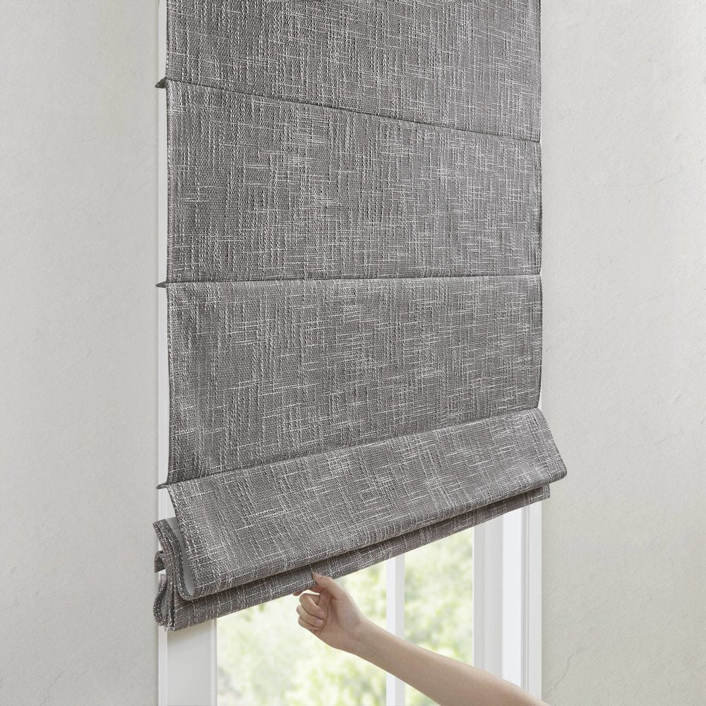 Quincy Total Blackout Cordless Roman Shade, Grey color