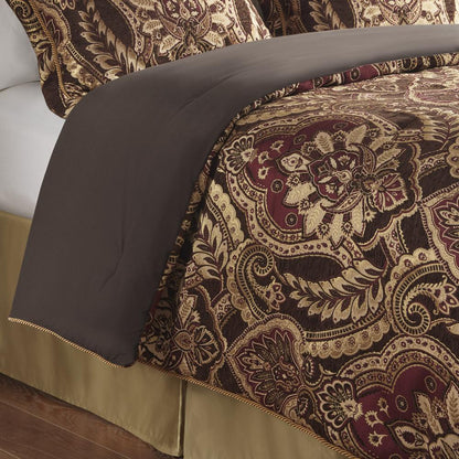 Julius 4 Piece Comforter Set, Burgundy color