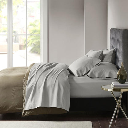 800 Thread Count Cotton Blend Sateen Sheet Set, Grey color