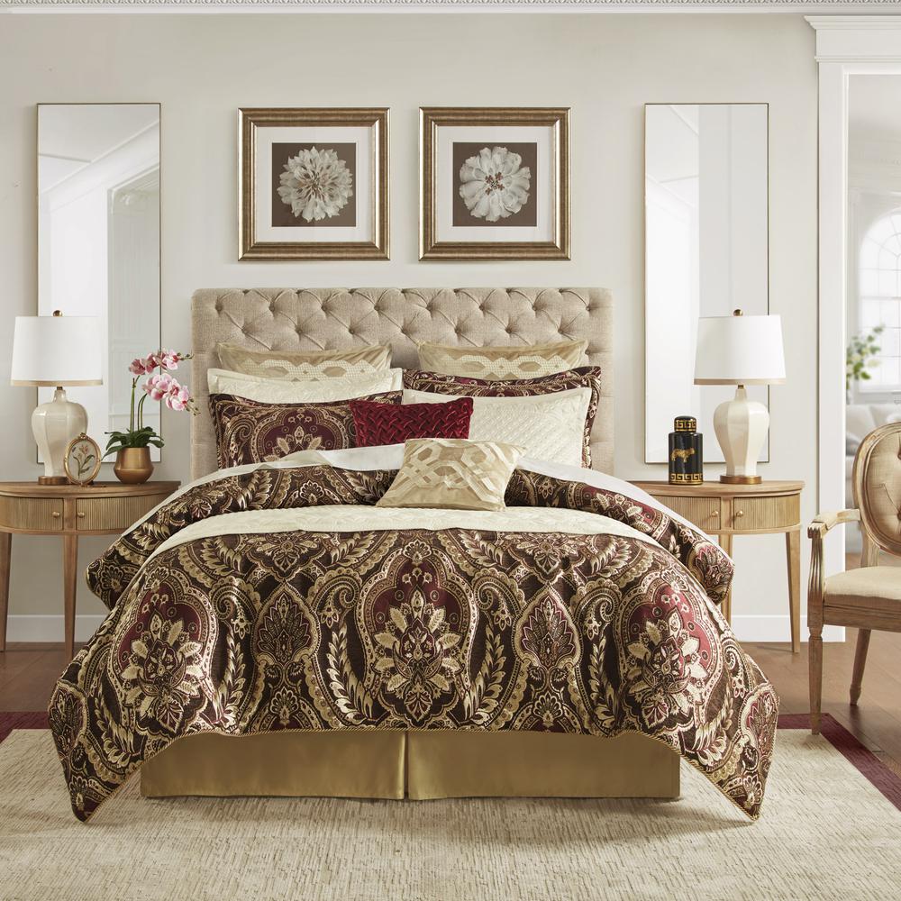 Julius 4 Piece Comforter Set, Burgundy color
