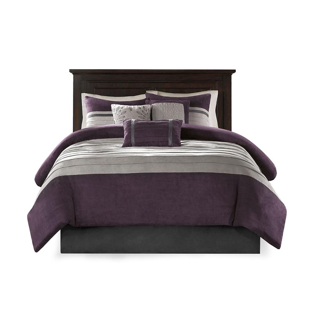 Palmer 7 Piece Faux Suede Comforter Set, Purple color