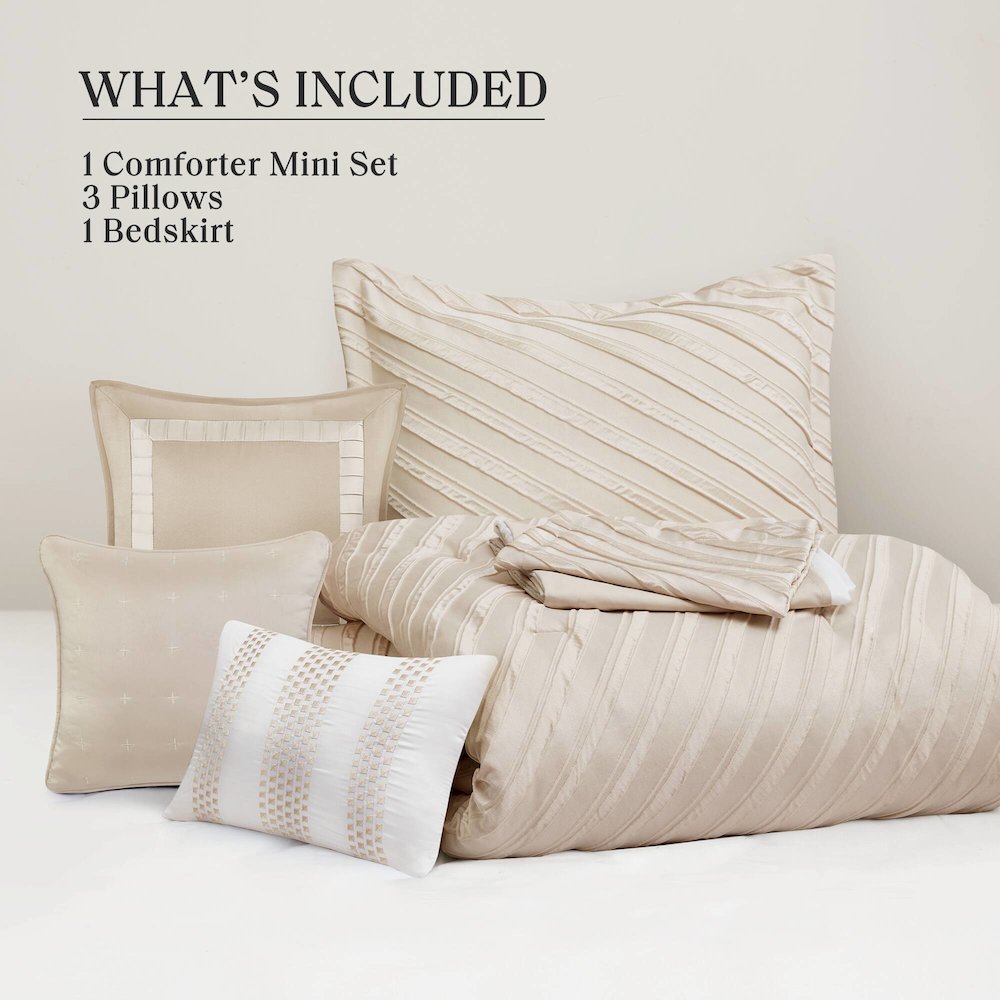 Riva 7 Piece Comforter Set, Beige color