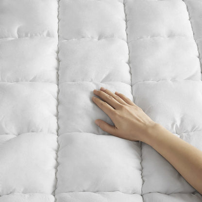 Dream Puff Overfilled Down Alternative Mattress Pad in White Color