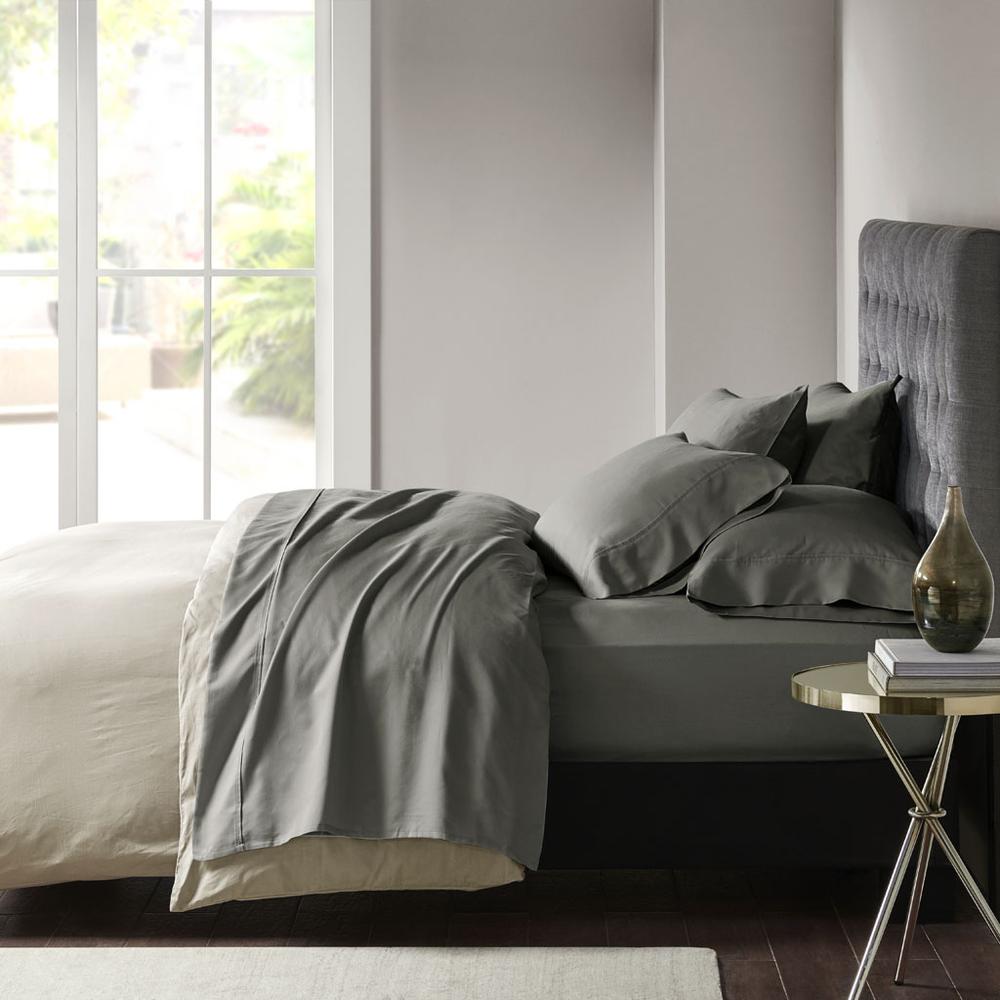 800 Thread Count Cotton Blend Sateen Sheet Set, Charcoal color