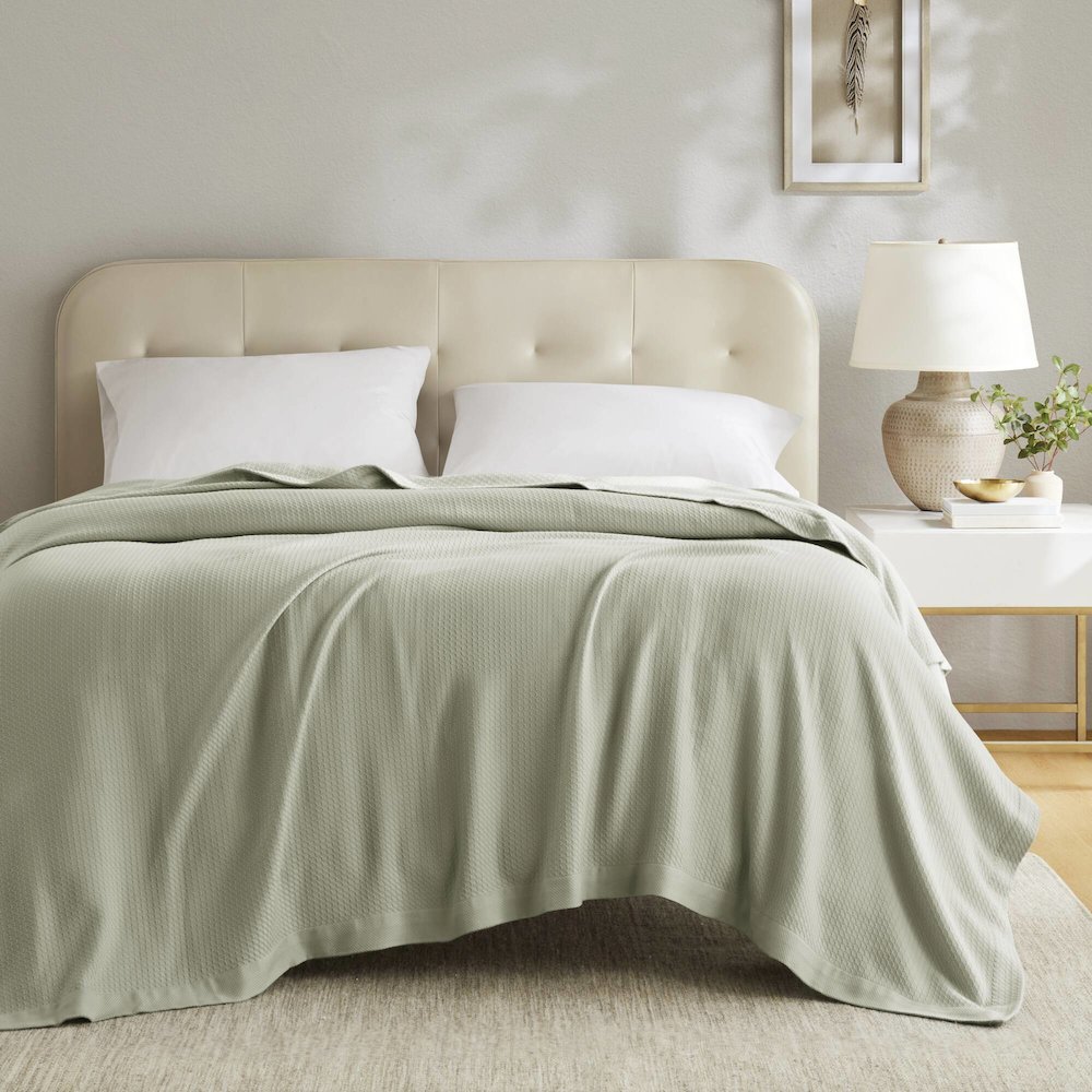 Egyptian Cotton Blanket, Sage Green color