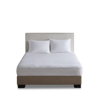 All Natural Cotton Percale Quilted Mattress Pad, White color