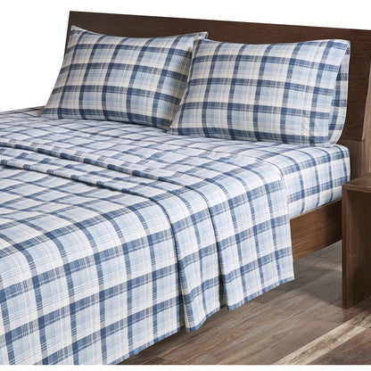 Flannel Sheet Set, Blue Plaid color