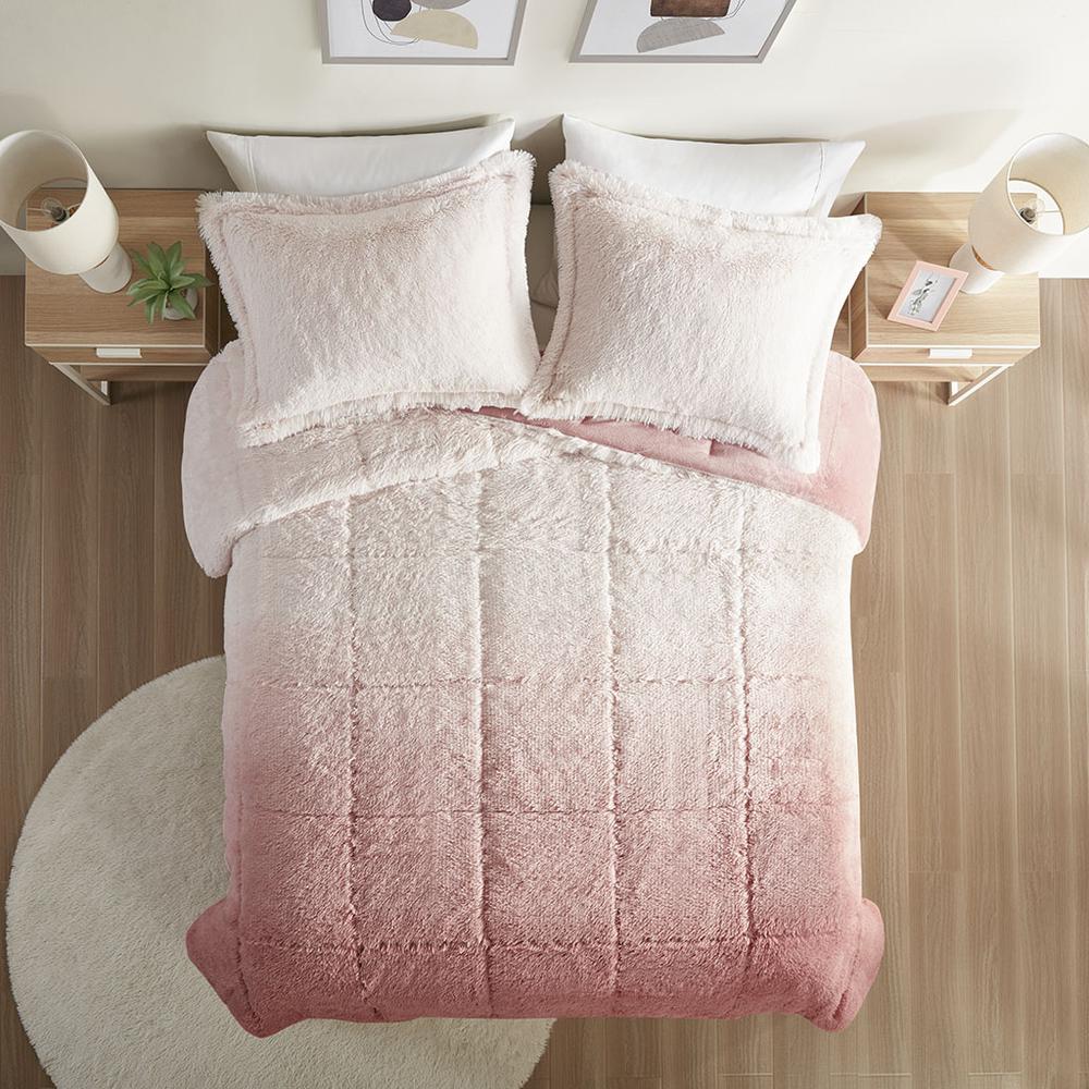 Ombre Shaggy Long Fur Comforter Mini Set