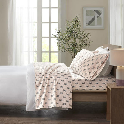 Cozy Flannel Printed Sheet Set, Pink French Bulldog color