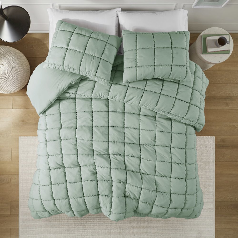 Dream Puff Down Alternative Comforter Set in Sage Color