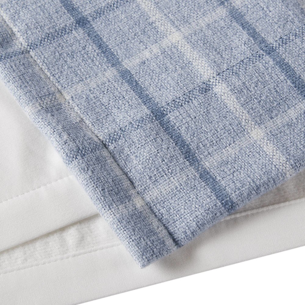 Plaid Rod Pocket and Back Tab Curtain Panel with Fleece Lining