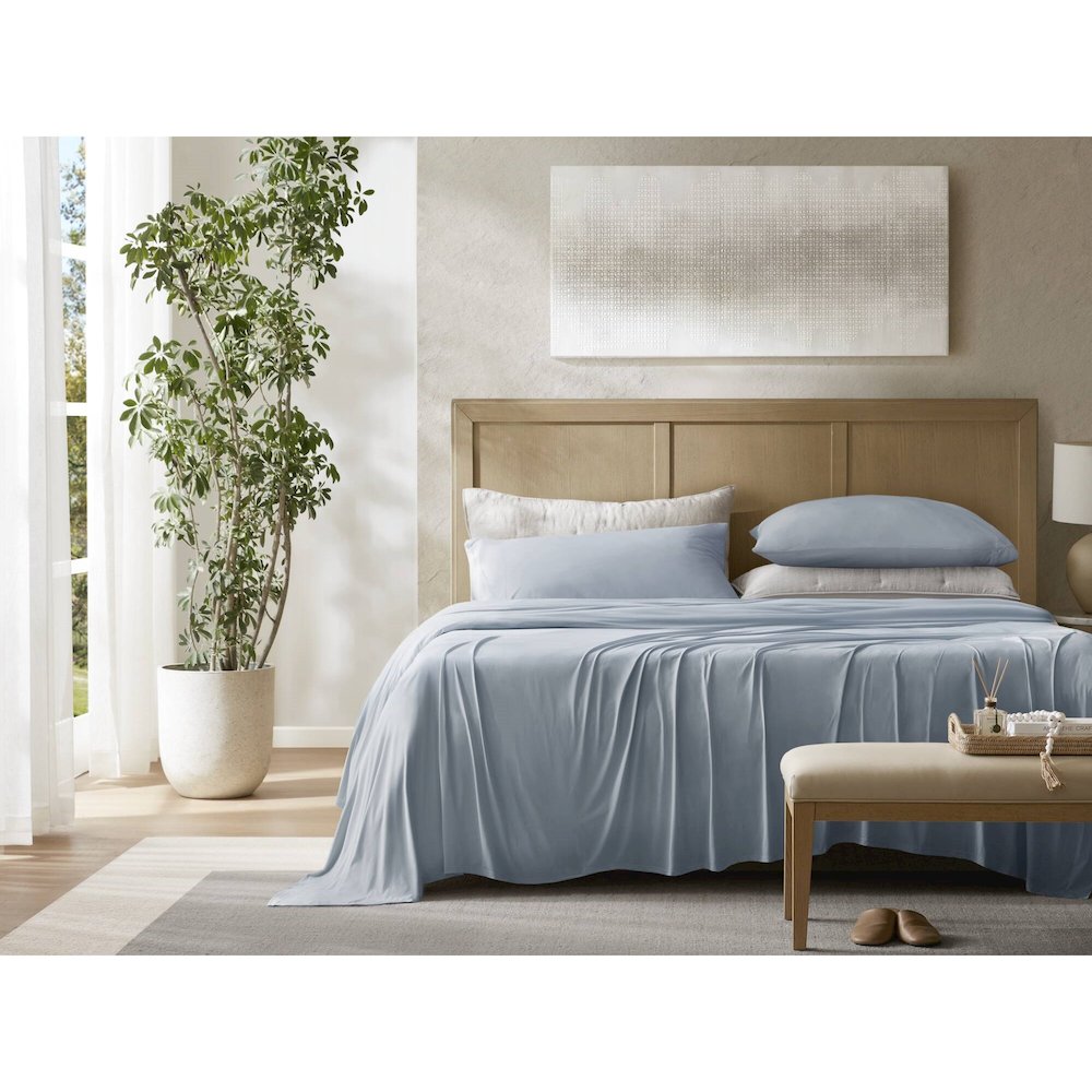 Cooling Stretch Jersey Sheet Set, Blue color