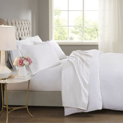 600 Thread Count Cooling Cotton Blend 4 PC Sheet Set, White color