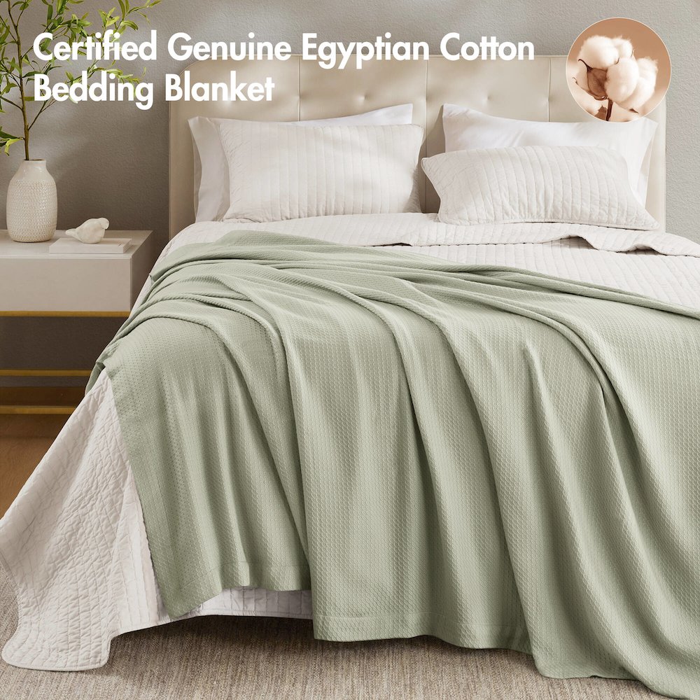Egyptian Cotton Blanket, Sage Green color