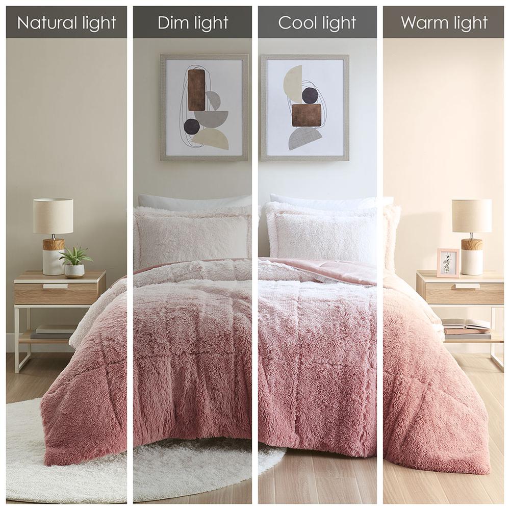 Ombre Shaggy Long Fur Comforter Mini Set