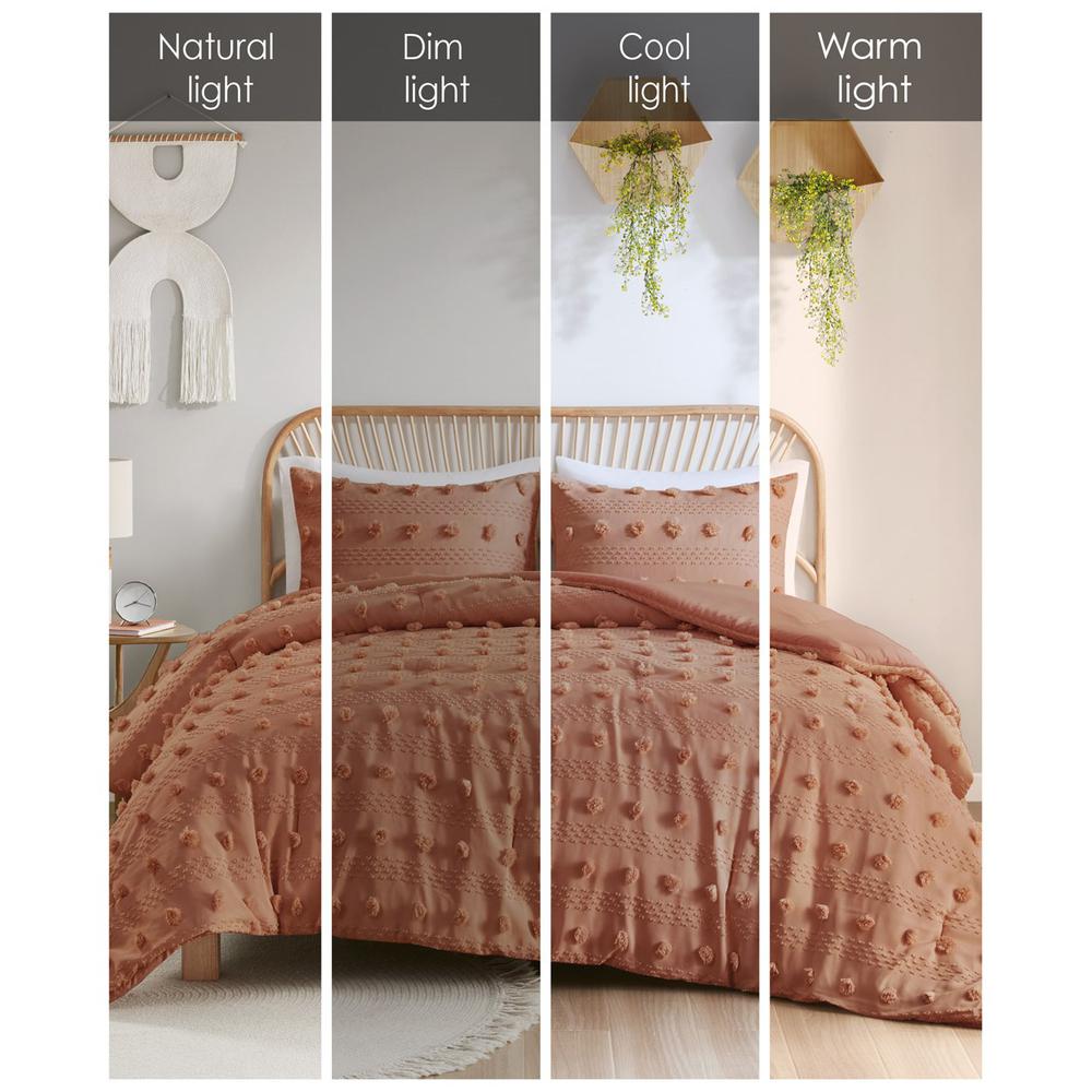 Lucy Clip Jacquard Comforter Set, Rust color