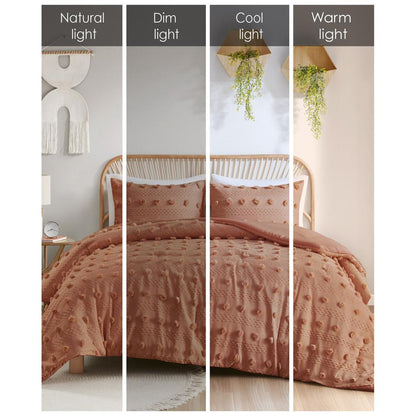 Lucy Clip Jacquard Comforter Set, Rust color