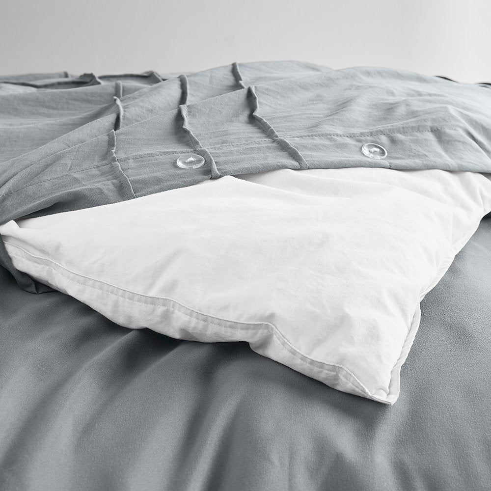 Porter Soft Washed Pleated Duvet Cover Set, Blue/Grey color