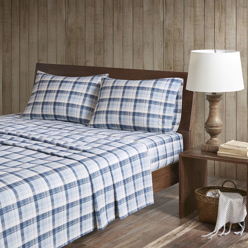 Flannel Sheet Set, Blue Plaid color