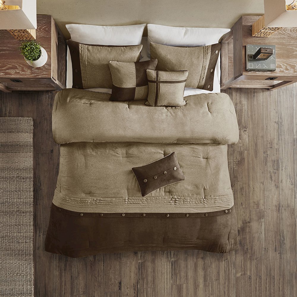 7 Piece Faux Suede Comforter Set