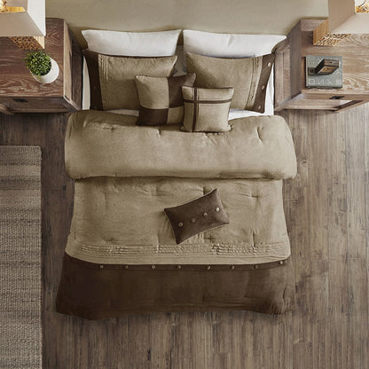 7 Piece Faux Suede Comforter Set