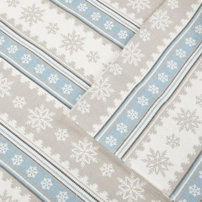 Flannel Sheet Set, Blue Snowflake color