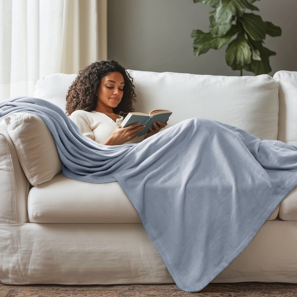 Bamboo Cotton Rayon from Bamboo Cotton Blanket, Light Blue color