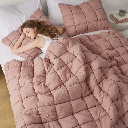 Dream Puff Down Alternative Comforter Set in Rose Color