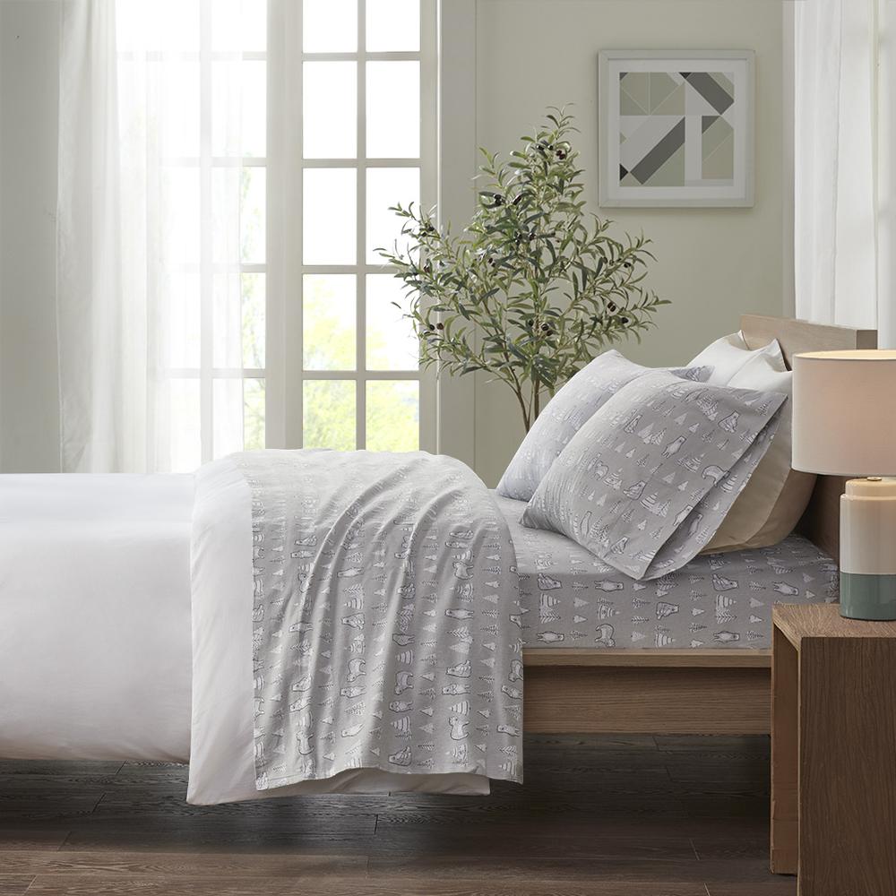 Cozy Flannel Printed Sheet Set, Bear color