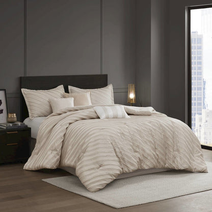 Riva 7 Piece Comforter Set, Beige color