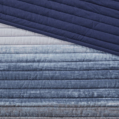 Saben 8 Piece Quilt Set with Cotton Bed Sheets, Navy color